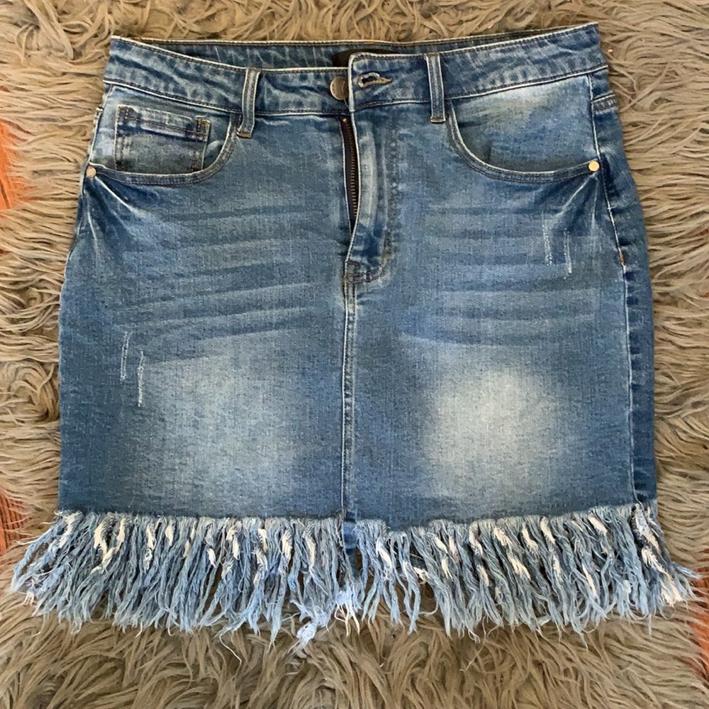 Black Label Jean Frayed Skirt